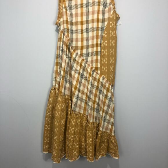 Free People No Stress Midi Dress Plaid Mixed Print in Autumn Size M - Picture 6 of 11